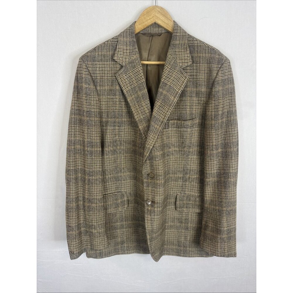 Burton Tailored Vintage Sport Coat Blazer Mens 44 Brown Wool Tweed 70s